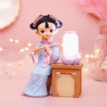 Retro court style girl figurine in blue costume with glowing night light ornament - Style 1060-31 Blue