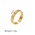 18k gold plated stainless steel open ring featuring a delicate wheat ear textured pattern - Wheat Ear Relief Craft Style (HF-J1413)