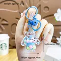Blue cat paw liquid quicksand keychain with cute bell and floating beads 4.5cm - Blue Cinnamoroll Milk Bean