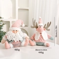 Pink Christmas Santa and reindeer gnome plush figurines in 35cm soft knitted fabric - Combination 2 (Santa & Reindeer)