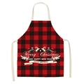 Christmas apron with red and black buffalo plaid and white reindeer holiday printing - A38-Red Black Buffalo Plaid Wishes