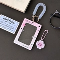 Glitzernde Fotokartenhalter in Rosa mit Spiralschlüsselband und Wolkenanhänger-Set - Rosa