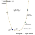 Detailed size specifications for gold clover necklace with blue glass stones and dimensions - 92+5cm / C Style Blue Long Necklace