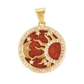 DIY jewelry charm with gold copper micro-inset sun and moon face on sandy brown base - Sun Moon Face-Golden Sand