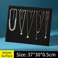 Black velvet necklace display board with 17 gold hooks and dimensions 37x30cm - Single Row 17 Hooks / Black Velvet