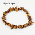 Irregular tiger eye stone chips bracelet with golden brown natural mineral textures - Tiger's Eye
