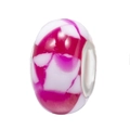 Pink and white marble resin bead with metal core for DIY sweet charm bracelet - Pink and White Cracked Style (016)