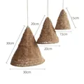 Three conical hemp rope woven lamp shades in small, medium, and large sizes - Three-Piece Set