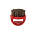 Red circular beard brush with bristles for men grooming and hair styling - Red Handle (Dark Bristles)