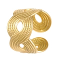 Adjustable gold wave ring with textured surface in a minimalist intertwined design - 18K Gold Plated Twisted