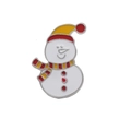 Enamel snowman Christmas brooch pin in white and red finish on a white background - C1852-4-Colorful Snowman