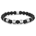 Pulsera personalizada de piedra de lava de 8mm para hombre con nombres grabados en metal - 1 Nombre / Piedra de lava