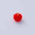 Plush red faux mink fur ball pendant with gold loop for DIY jewelry making - 16*19mm / Red Fur Ball