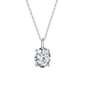 S925 sterling silver necklace featuring a brilliant oval-cut cubic zirconia pendant - SLZN22-P-5X7 Silver Oval