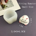 3D hamster silicone mold with finished small seated resin hamster plaster craft tool - Small Sitting Hamster Mold (Semi-transparent)