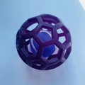 Purple hollow TPR rubber pet toy ball with internal blue ball for dogs and cats - Purple with Tennis Ball