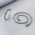 Men's silver Byzantine chain jewelry set with double snake head design in stainless steel - Bracelet (23.5cm) / Steel