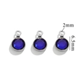 Set of three 6.5mm silver crystal connectors with dark blue faceted stones for DIY jewelry - Single Hole Steel - Royal Blue