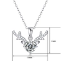 Sterling silver reindeer antler pendant necklace with sparkling moissanite stones - 40cm+5cm / Antler Shape Style (P11165)