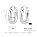 Boucles d'oreilles créoles en acier titane argenté poli, 25mm de haut et 19mm de large - Clip à Charnière - Ovale / 25mm / Acier