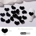 20 Stück schwarze Samt-Herzen für 3D-Nagelkunst mit weicher Beflockung für DIY-Maniküre - 20 Stk/Packung / Schwarz