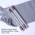 Set of four metallic silver spiral candles in a premium clear gift box 25.5cm - Metallic Spiral - Silver / 4Pcs Set