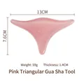 Pink resin triangular gua sha tool with marble texture and dimensions 13cm x 7.6cm - Triangle Sparrow (Pink)