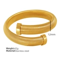 Adjustable golden stainless steel vertical striped spiral bangle 12mm width 42g weight - Gold 12mm