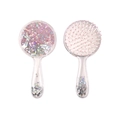 Spazzola pneumatica trasparente con paillettes rosa olografiche e impugnatura - Rosa (Spazzola con Cuscino d'Aria)