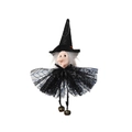 Hängende Halloween-Hexenpuppe mit schwarzem Tüllkleid und goldenen Glocken für Partys - Hexe