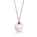 Rose gold chain necklace with a multi-faceted clear crystal sphere pendant - Rose Gold Chain + White Crystal