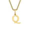 Polished gold initial Q pendant necklace with sleek box chain for women - Letter Q-Gold