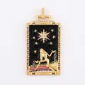 Tarot The Star pendant in gold-plated brass with colorful zircon stones and black enamel - M075884-2
