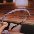 Handcrafted headband with blue crystal beads and silver frame for women hair accessory - 4# Champagne Blue Rhinestone Headband