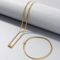 Conjunto de collar y pulsera de eslabones cubanos dorados de acero inoxidable para hombre - 2,5 mm Dorado / Pulsera 20CM
