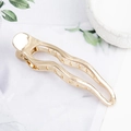 Glossy gold wave-shaped metal hair claw clip with non-slip teeth for elegant styling - Drop Wave Shape Gold B3310