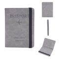 Gray RFID blocking travel passport wallet in matte texture with elastic band closure - Gray