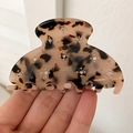 Grande pince à cheveux en acétate écaille de tortue avec strass étincelants - Style Zircone / Imprimé léopard