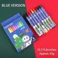 Blue Christmas 8-color crayon set for kids with festive snowman and tree patterns - Crayons-Blue Box (8 Colors)