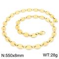 Gold plated stainless steel mariner link necklace with 8mm width and 550mm length - Style B Gold Necklace 55cm (KN228785-Z)