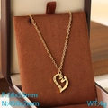 Golden heart MOM pendant necklace with small crystals in a brown jewelry box - Heart Full Of Diamonds Inlaid Style (KN292757-Z)