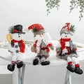 Drie Noordse kerstknuffels met de kerstman en sneeuwmannen voor feestelijke decor - Rode Kerst Sneeuwpop Kerstman 3-delige Set Zittend