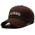 Dark brown retro baseball cap with white COLORADO embroidery and soft cotton finish - Polyester Cotton Coffee