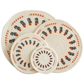 Set of 4 woven cotton heat-resistant coasters with bohemian floral wreath printing - 18cm / Style E Floral