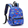 Blue cartoon toddler backpack with construction vehicle print and padded straps - Blue Engineering Vehicle