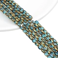 Oval blue and gold crystal faceted beads for elegant DIY jewelry and necklace making - Approx 25pcs/Strand / 4x6MM / Transparent Lake Blue