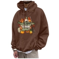 Brown Thanksgiving hooded sweatshirt with 'Tis the season to be Grateful' graphic print - S / Brown Grateful Text (63)
