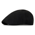 Berretto piatto nero classico in finto camoscio, stile retrò britannico invernale - Regolabile (57-61cm) / Nero