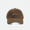 Dark coffee brown baseball cap with white me embroidery in soft suede fabric - Me Embroidery Cap-Coffee