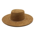 Bruine suède fedora hoed met brede rand en een elegante zilveren strass versiering - M(56-59CM) / Khaki